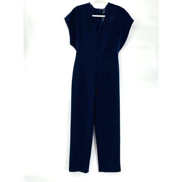 NEW Club Monaco Janah V-Neck Jumpsuit In Aviator Navy Blue Size 2 Quiet Luxe - Picture 3 of 11